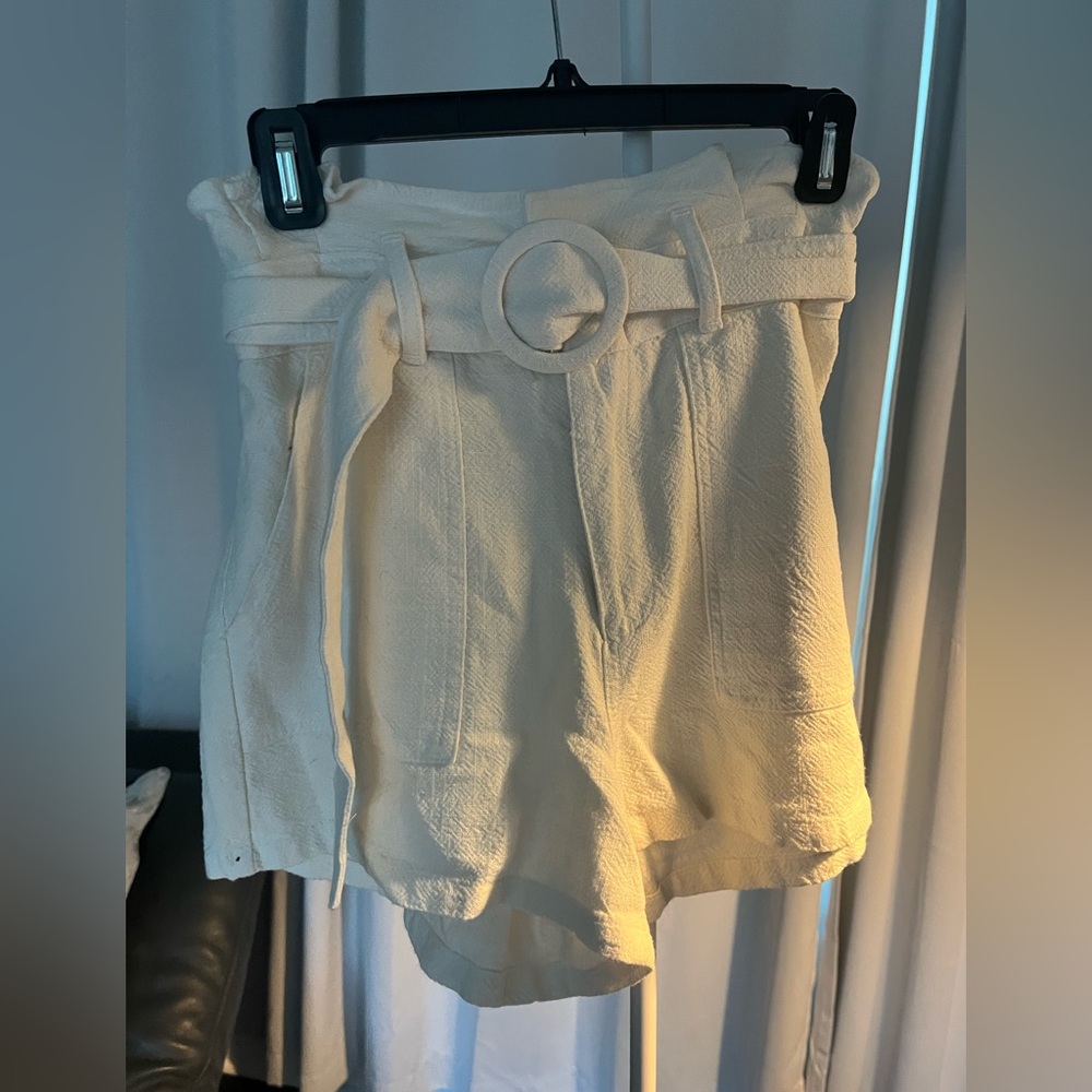 Cream colored high waist shorts